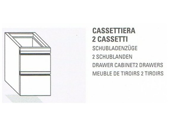 Cassettiera doppia inox per tavoli aperti prof. cm.60.